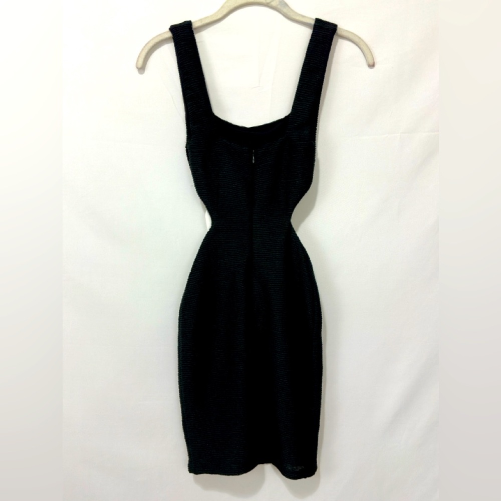 REVOLVE BY RUMER - ROSA BLACK SQUARE NECK MINI DRESS SIDE CUTOUTS RIBBED FABRIC - Picture 9 of 13